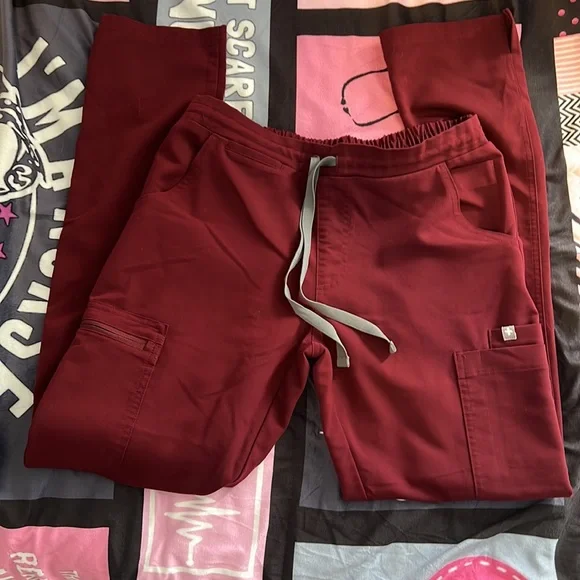 Figs Yola Skinny Scrub Pant in Color Burgundy - Picture 2 of 7